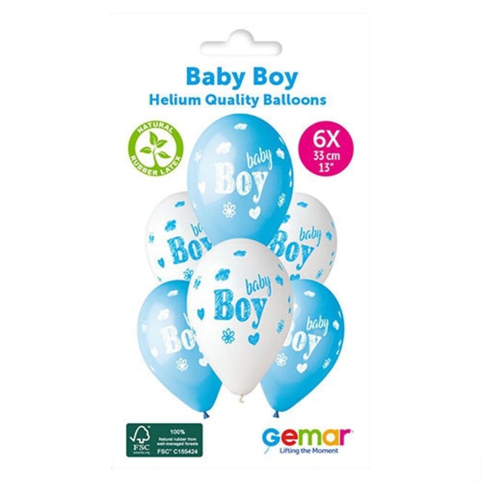 image 1 of Baby Boy Latex Balloons 33cm / 13 in - Pack of 6