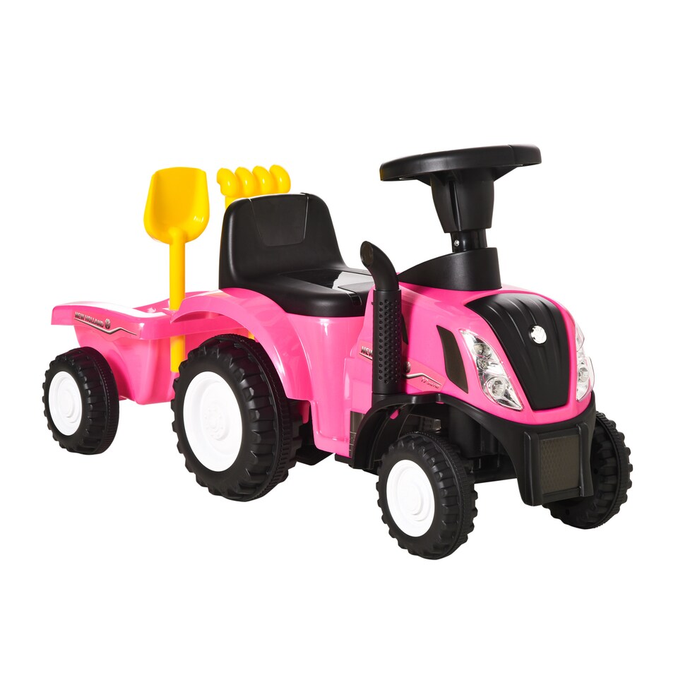 image 1 of HOMCOM Ride On Tractor Toddler Walker Foot To Floor Slider with Horn Storage Steering Wheel for 1-3 Years Old Pink