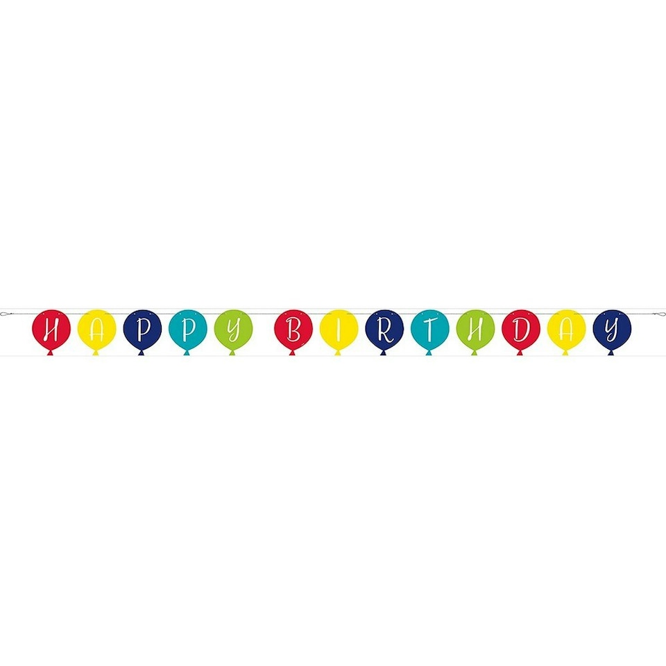 Unique Party Shaped Happy Birthday Banner - Multicoloured - One Size