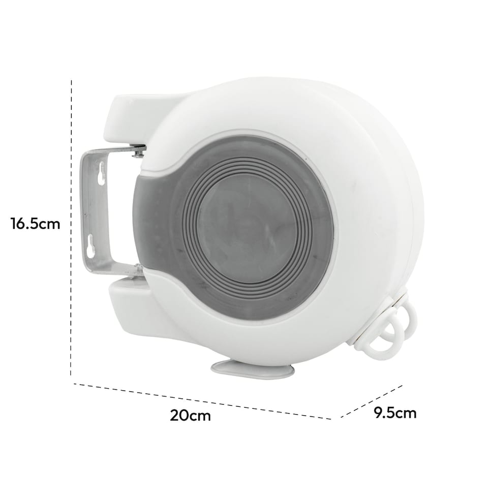 image 1 of KCT Twin Wall Mountable Retractable Washing Line - 15m White