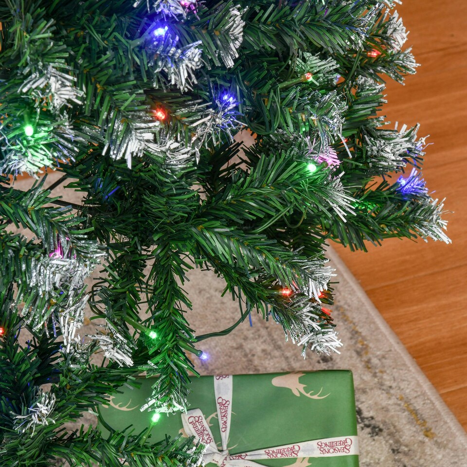 image 1 of HOMCOM 7FT Prelit Artificial Xmas Tree Holiday Décor w/ 350 Colourful LED Light