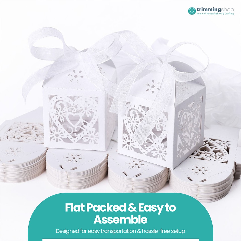 image 1 of Love Birds Wedding Favour Boxes with Organza Ribbon Gift Boxes - 50pcs