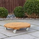 image 9 of Tom Chambers Handcrafted Heavy Duty Round Traditional Wood Garden Patio Plant Flower Pot Stand Caddy Trolley Dolly on Strong Metal Castor Wheels 30cm | Brown | Brown