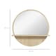 image 5 of kleankin 45cm Wall Mounted Bathroom Mirror, Round Mirror with Shelf, Framed Makeup Mirror for Home Decoration, Natural Wood Effect