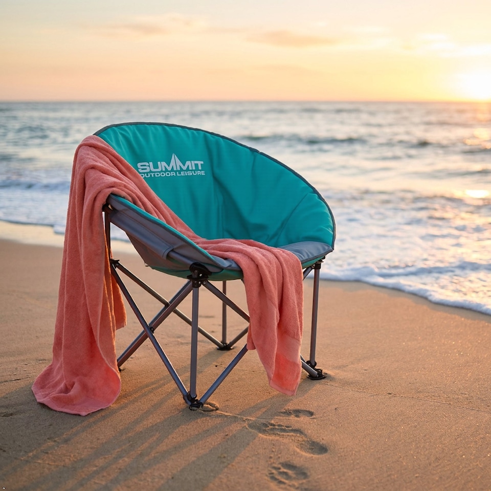 image 1 of PMS Eclipse Folding Camping Chair with Cup Holder, Carry Bag, Green