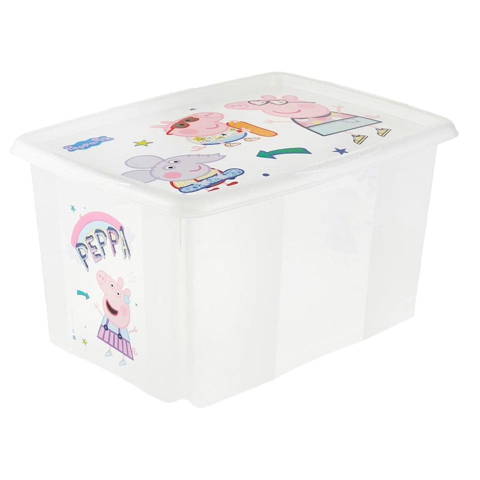 image 1 of Keeeper Peppa Pig Turn Around Stackable Box with Lid 45 Litre Natural Transparent