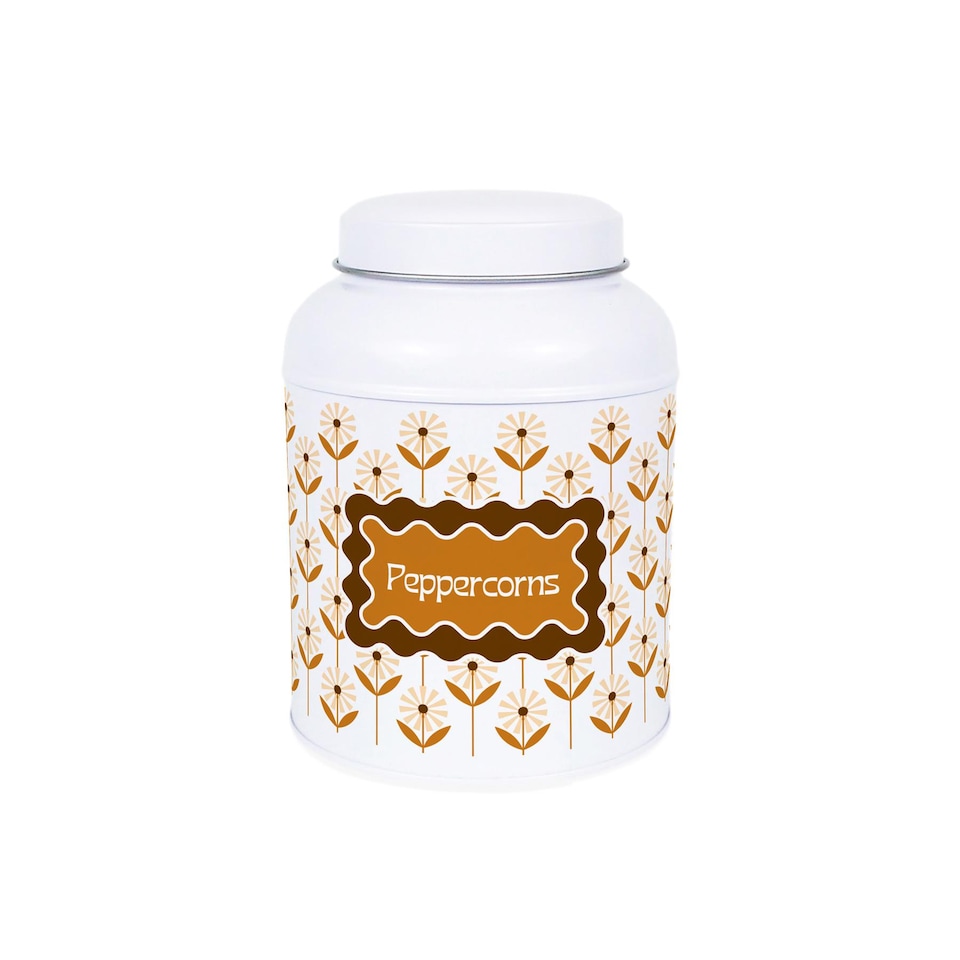 image 1 of Geometric Floral Peppercorn Canister - Small Domed Lid Kitchen Storage Jar