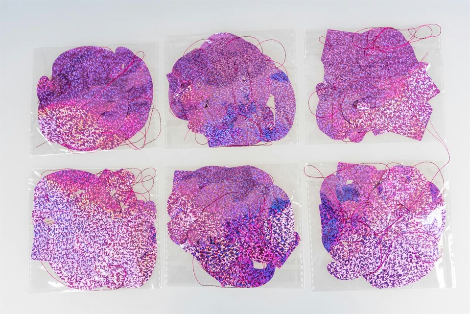 image 1 of 50th Glitz Pink Foil Hanging String Decorations Pack of 6 | Pink