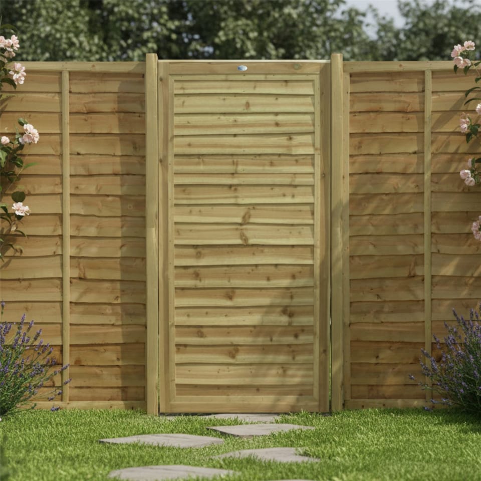 image 1 of Waney Lap Garden Gate 6ft x 3ft Treated Wooden Affordable Pedestrian Side Door