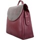 image 3 of Smooth Genuine Leather Backback Rucksack with Snakeskin Effect Flap Panel Red | Cranberry
