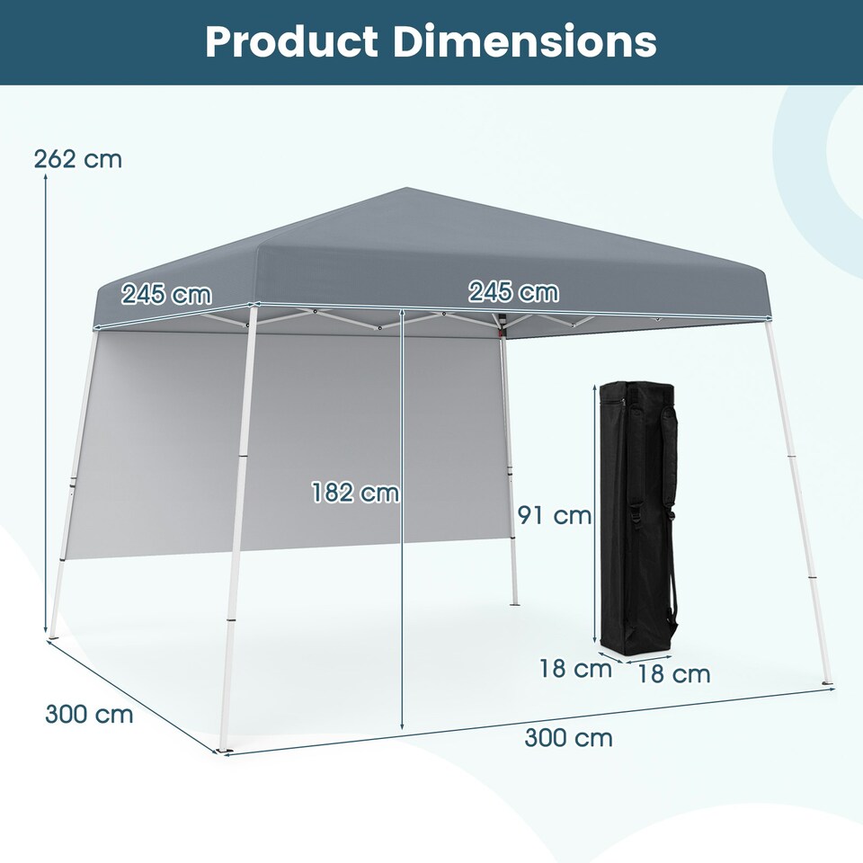 image 1 of COSTWAY 3m x 3m Pop up Canopy Tent Garden Gazebo Grey