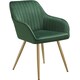 image 1 of Dining Chair Marilyn - quilted velvet, continuous backrest, gold steel legs | Green | dark green/gold | 1