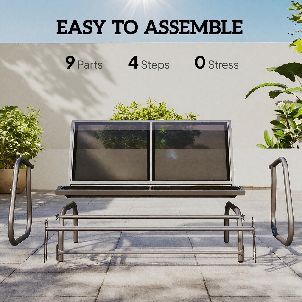 image 1 of Outsunny 2Person Outdoor Glider Bench Patio Double Swing Gliding Chair Loveseat wPower Coated Steel Frame for Garden Patio Porch, Black