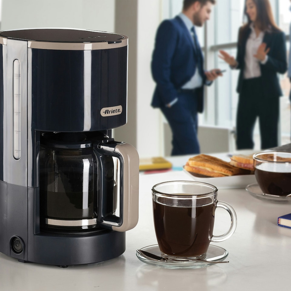 image 1 of Ariete 1394 Breakfast Line Coffee Maker, Capacity 12 Cups, Water Level Window, Washable Filter and Holder, Drip Device, Dark Grey