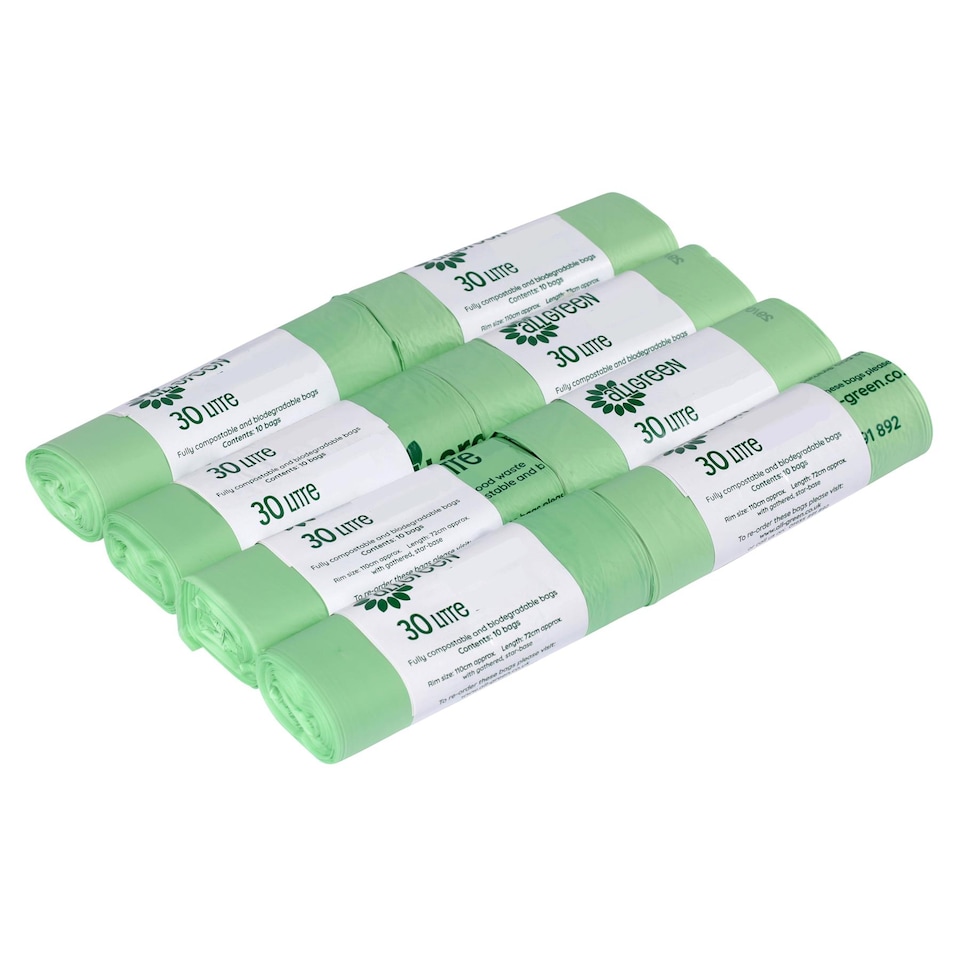 image 1 of All-Green 30 Litre Compostable Food Waste Bin Liners - 8 Rolls