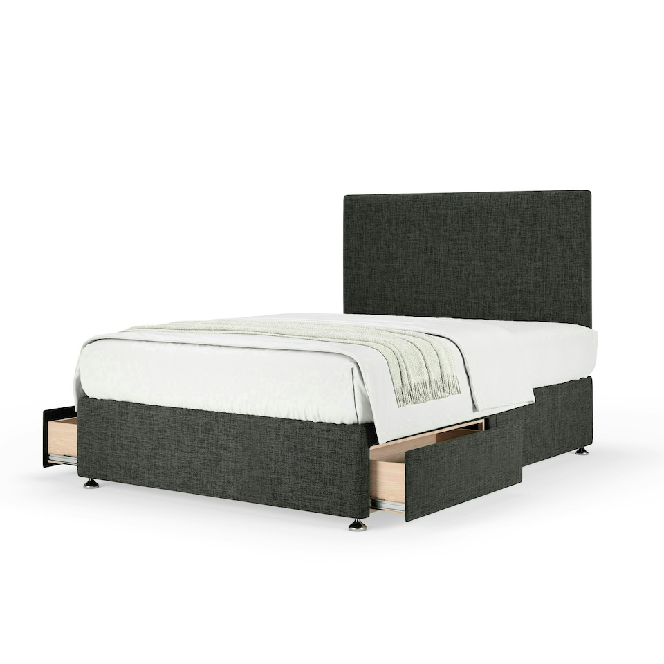 image 1 of Majestic 1000 Pocket Sprung Charcoal Linen 2 Drawer Divan Set And Valencia Headboard Single