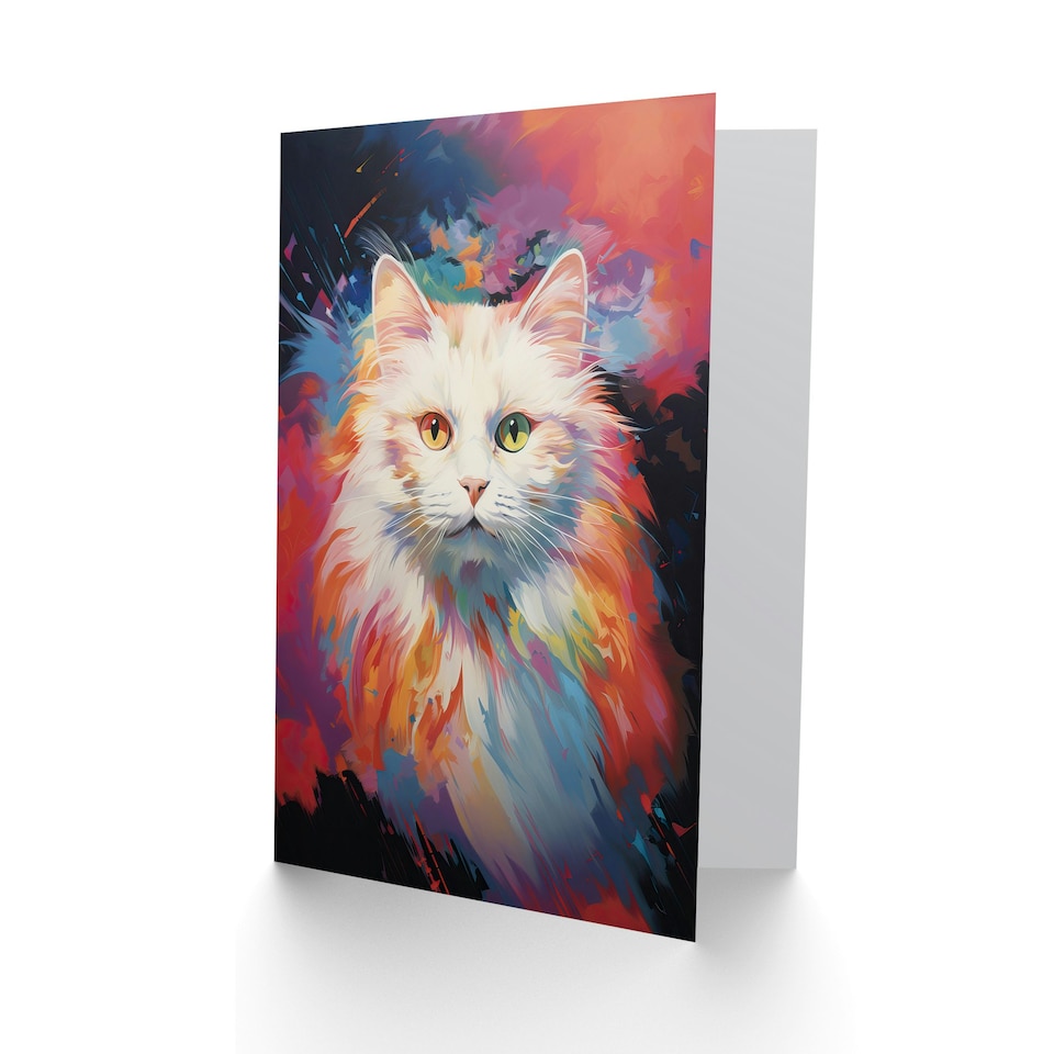 image 1 of White Birman Lover Gift Pet Portrait Pastel Cat Art Card