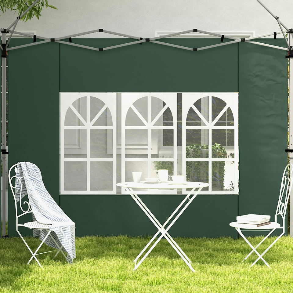 image 1 of Outsunny Gazebo Side Panels for 3x3(m) or 3x4m Pop Up Gazebo, 2 Pack, Black