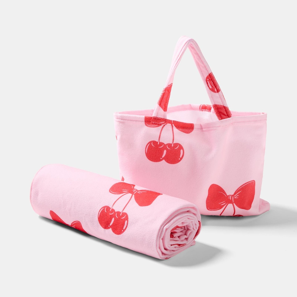 image 1 of OHS Bows Beach Towel with Bag Quick Dry Absorbent Travel Spa