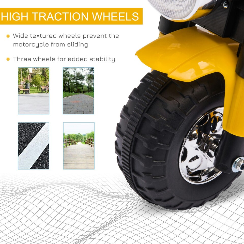 image 1 of HOMCOM Kids 6V Electric Motorcycle Ride-On Toy Battery 18 - 36 Months Yellow