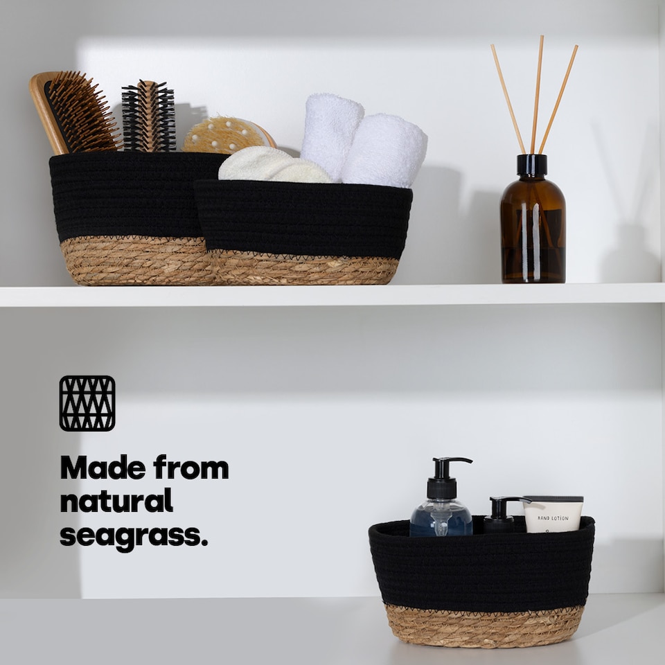 image 1 of Tulla Seagrass Basket Set Charcoal
