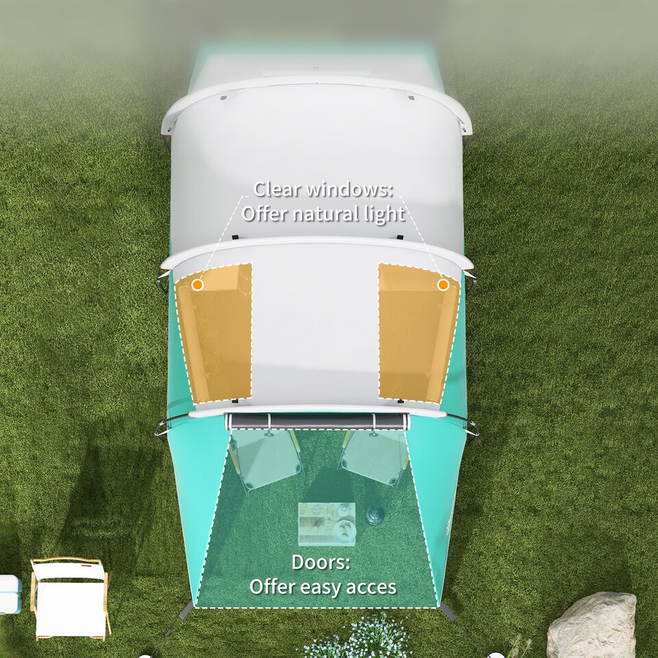 image 1 of Outsunny 3000mm Waterproof Camping Tent with 2 Rooms for 3 Man, Green