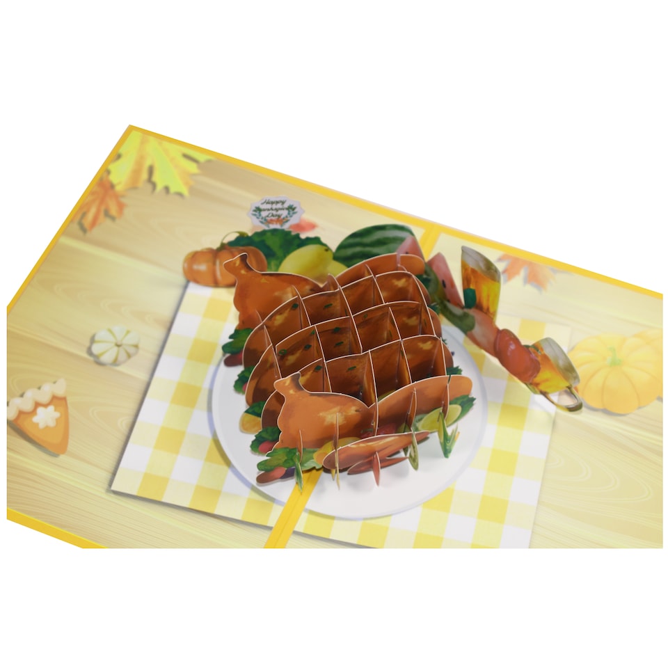 image 1 of Turkey on the Table Festive 3D Pop Up Thanksgiving Card
