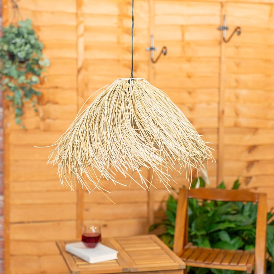image 1 of ValueLights Solar Powered Natural Grass Outdoor Hanging Pendant Garden Pergola Light
