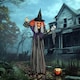 image 8 of Outsunny Voice Activated Halloween Animatronics Standing Witch & Skull Staff