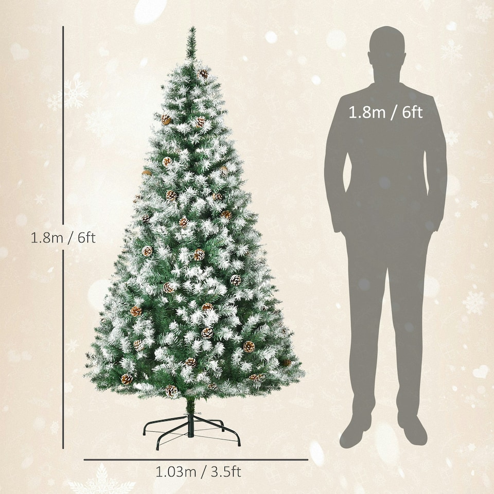 image 1 of HOMCOM 6FT Artificial Christmas Tree Xmas Indoor Decoration, Automatic Open