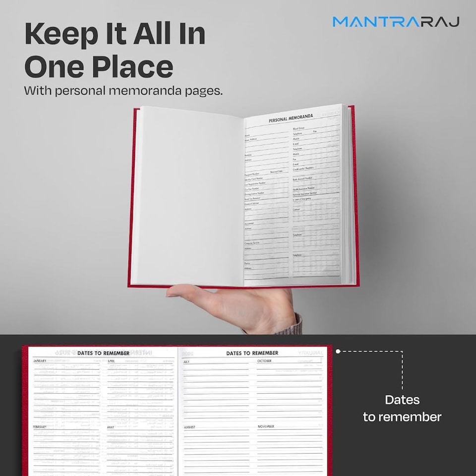 MantraRaj 2027 Diary A4 2 Pages A Day Diary Hardback Appointment Year mantraraj-2027-diary-a4-2-pages-a-day-diary-hardback-appointment-year