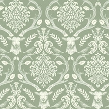 Arthouse Stag Damask Wallpaper - Sage Green - 10m x 0.5m Green
