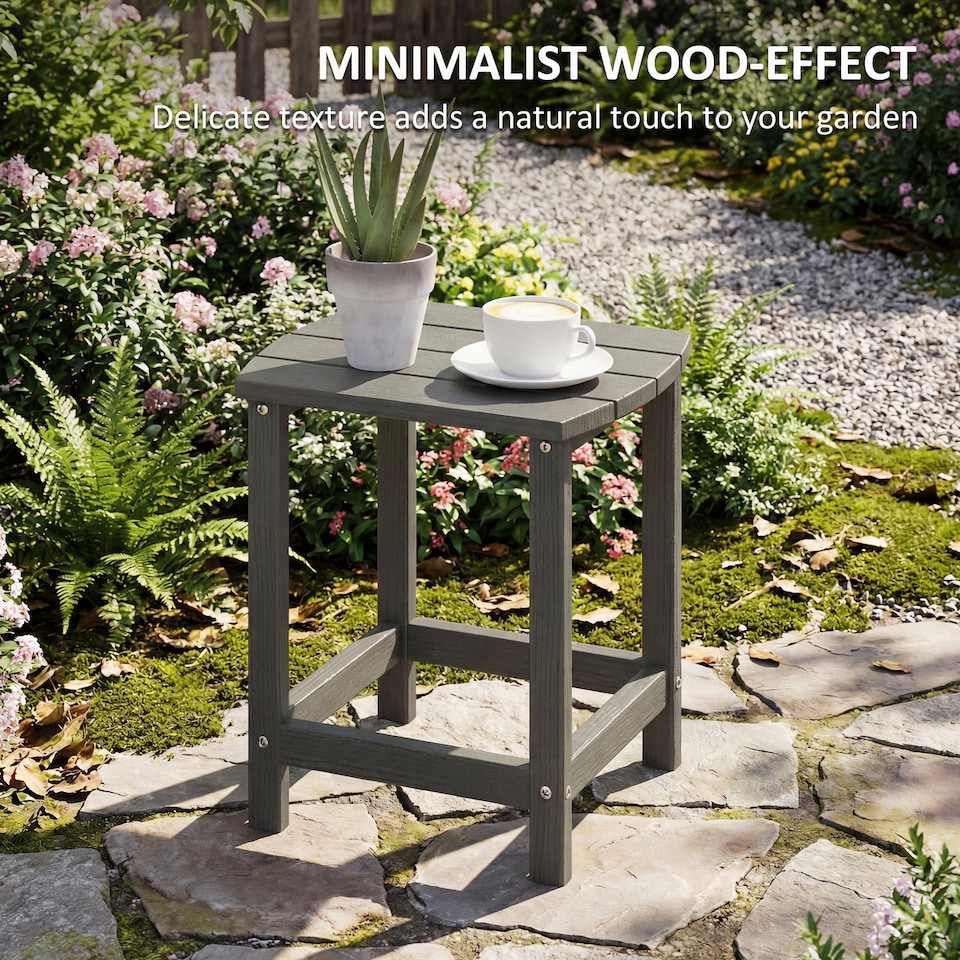image 1 of Outsunny Outdoor Side Table, Adirondack Side Table, Indoor Outdoor, Grey | Grey
