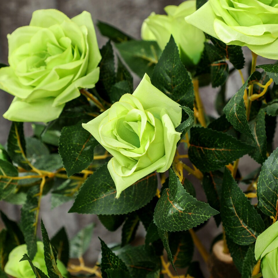 image 1 of Outsunny Set of 2 90cm Artificial Rose Tree, Fake Decorative Plant, Green