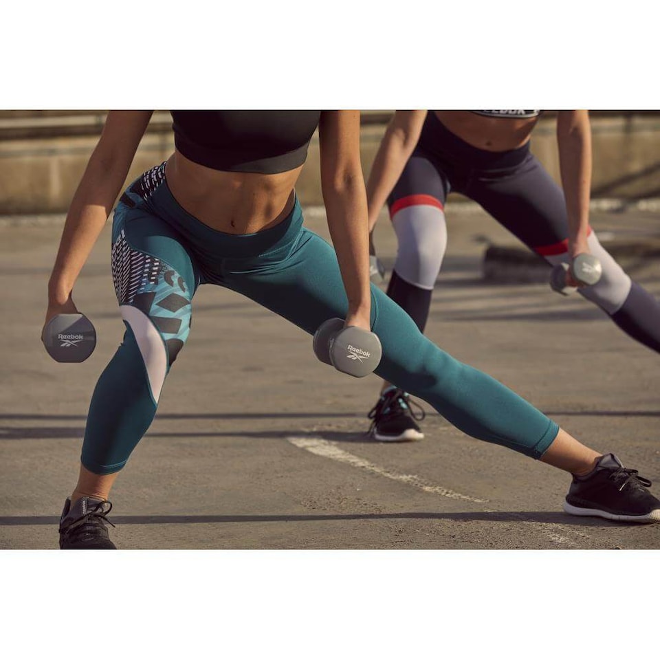 image 1 of Reebok 3kg Vinyl-Coated Cast Iron Dumbbell Pair, Grey, Anti-roll Design | Multi | Grey | 6.2KILOGRAMS