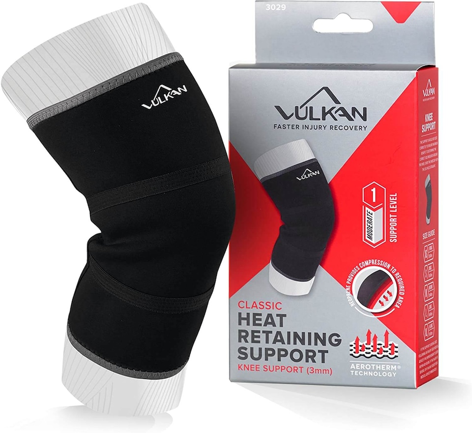 image 1 of Vulkan Classic Knee Support - Contoured 3-Piece Neoprene Sleeve (3mm/5mm), Black | Black | Black | XL