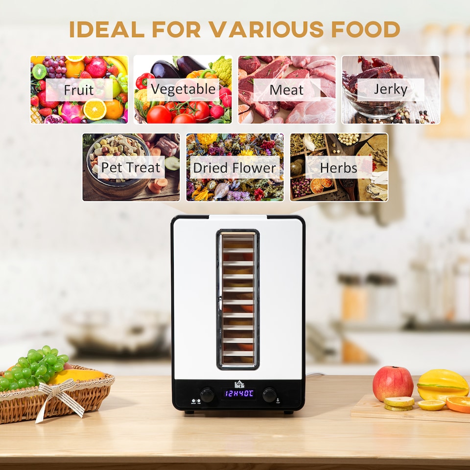 image 1 of HOMCOM 550W 11 Tier Food Dehydrator for Fruit Meat Vegetable Jerky Pet Treat