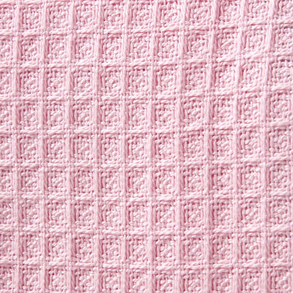 image 1 of Homescapes Organic Cotton Waffle Baby Blanket Pink - 90 x 112 cm | Pink