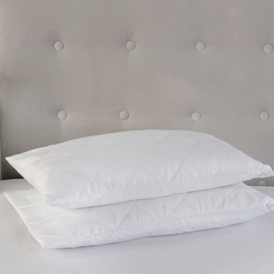image 1 of Quilted Pillow Protectors 2PK Soft Touch Microfibre Protector Zippered Closing White