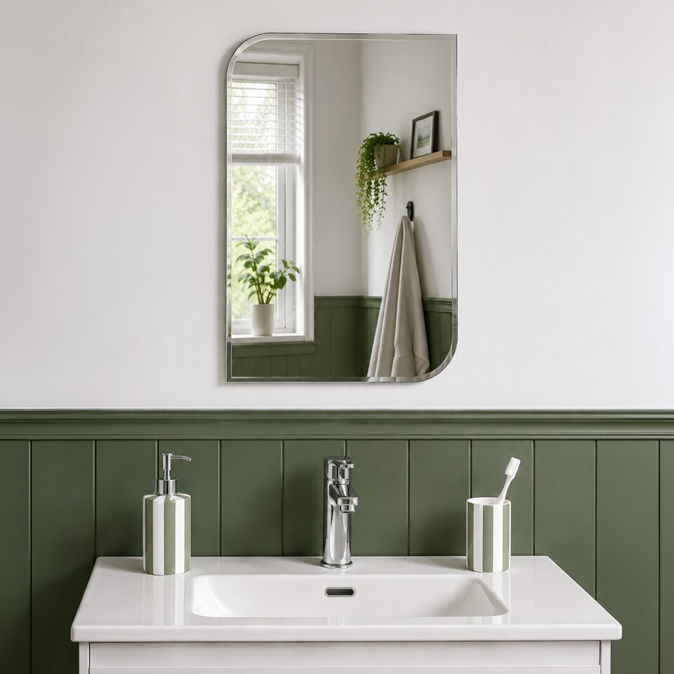 image 1 of Showerdrape Islington Rectangular Wall Mounted Frameless Bevelled Edge Bathroom Mirror 60 x 45cm | Chrome | Mirror | 1