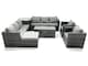 image 2 of Fimous Rattan Garden Furniture Sofa Set with Coffee table Armchair Side Table 3 Footstools Dark Grey Mixed