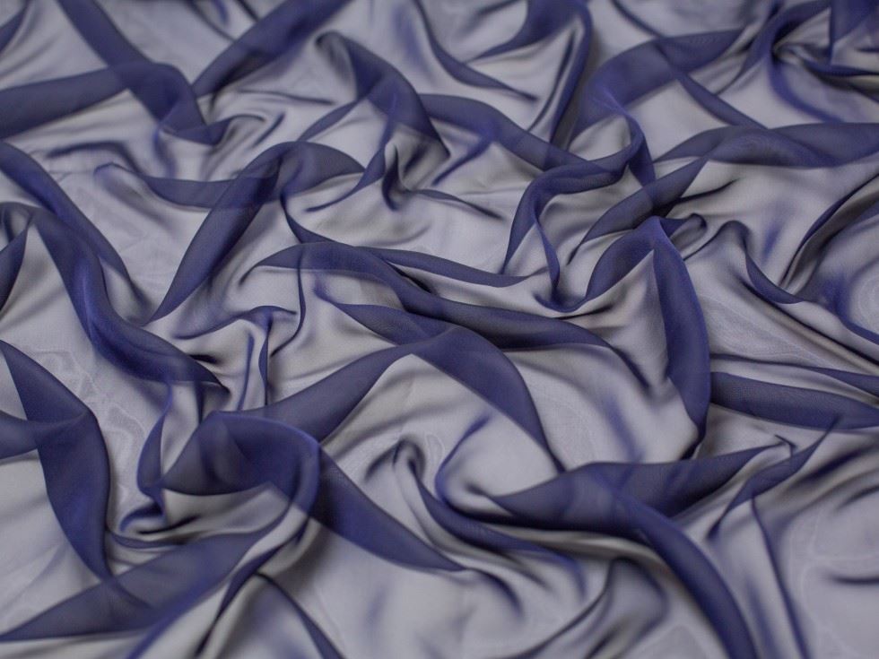 Minerva Core Range Navy Cationic Sheer Chiffon Fabric for Dressmaking, 145cm / 57" Wide - per metre