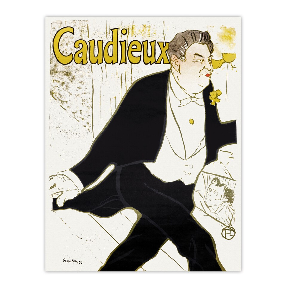 image 1 of Caudieux Artist Portrait Vintage Wall Art Print Toulouse Lautrec 18x24"