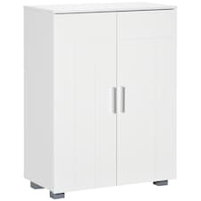 kleankin Modern Bathroom Floor Cabinet, Free Standing Linen Cabinet, Storage Cupboard with 3 Tier Shelves, White