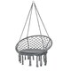 image 2 of Outsunny Outdoor Cotton-Polyester Blend Macrame Hanging Rope Chair with Cushion, Portable Garden Chair with Fringe Tassels for Patio, Deck, Tree, Grey | Grey | Grey