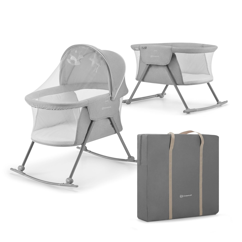 image 1 of Kinderkraft Baby Cradle Travel Cot LOVI Grey