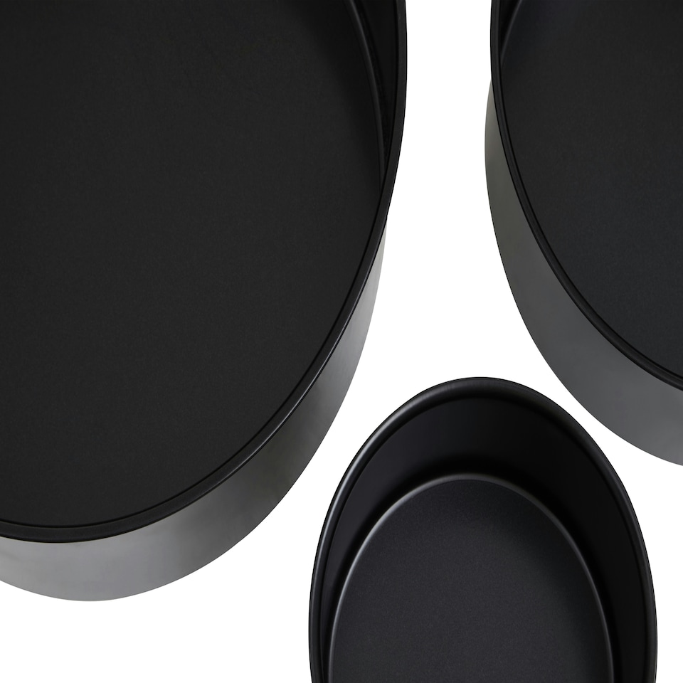 image 1 of Interiors by Premier Set of Three Round Cake Tins, Nonstick Coating Baking Tins, Black Cake Pans, Cake Tins for Everyday Use Black
