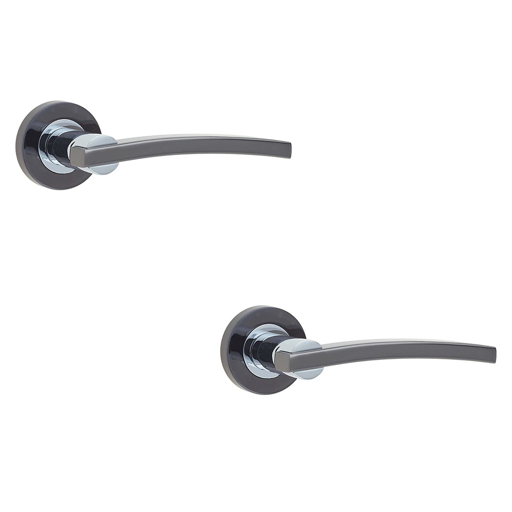 2 PACK Elegant Polished Chrome and Black Nickel Door Handle for Residential Interiors - Interior Handle