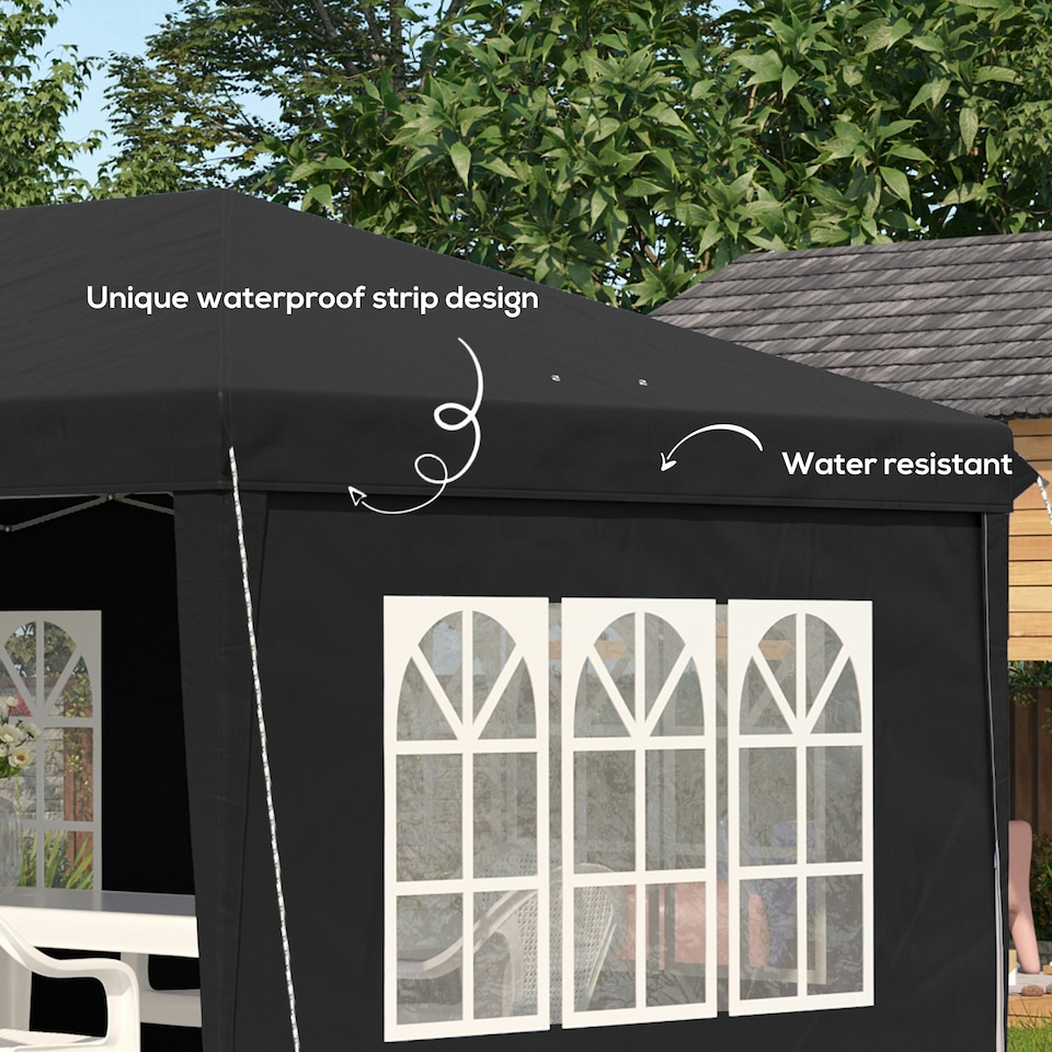 image 1 of Outsunny 3 x 6m Heavy Duty Gazebo Marquee Party Tent with Storage Bag Black