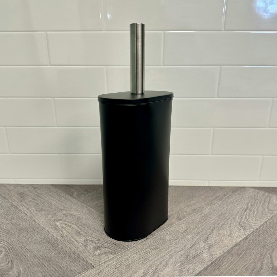 image 1 of Showerdrape Fortuna 5L Soft Close Bathroom Pedal Bin and Toilet Brush Set in Black